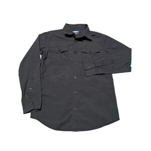 Tony Hawk Button Down Kids L Black Long Sleeve Utility Skater Shirt Micro Grid